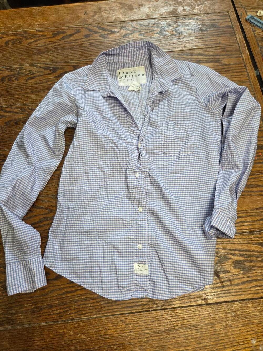 Frank&Eileen Barry blue&pink check button down shirt sz S